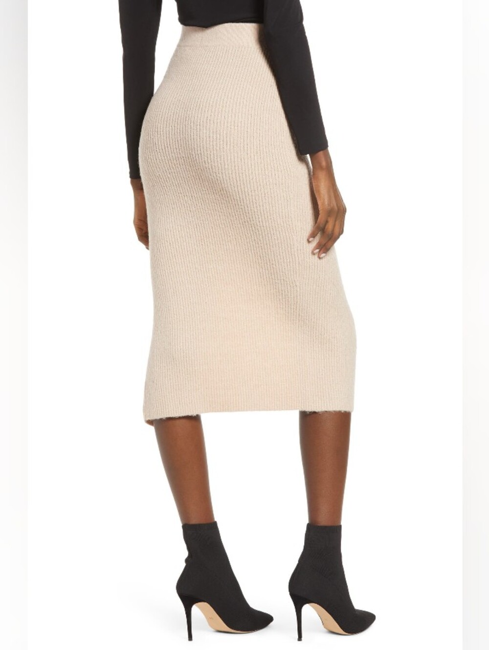 NWT (MSRP $59) Leith Women's Tan Memoir Split Sweater Midi Skirt Size XL cozy - Picture 2 of 16